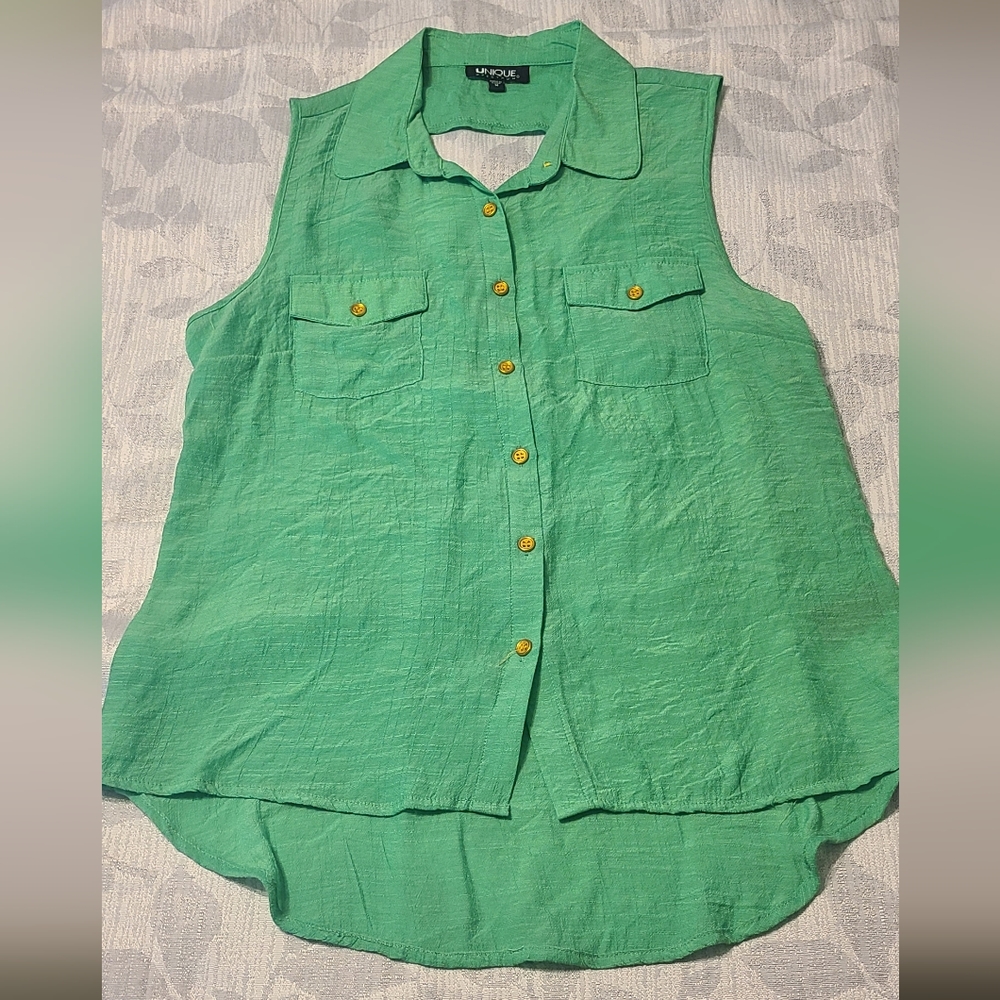 Womens Sheer Tank Button Down